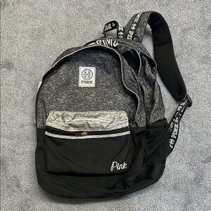 PINK Victoria's Secret Black and Gray Backpack